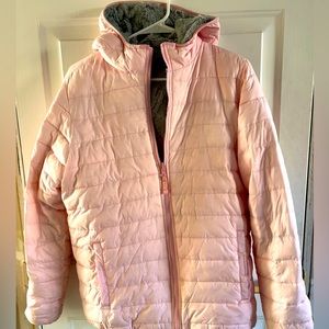 Lands end reversible pink grey girls coat